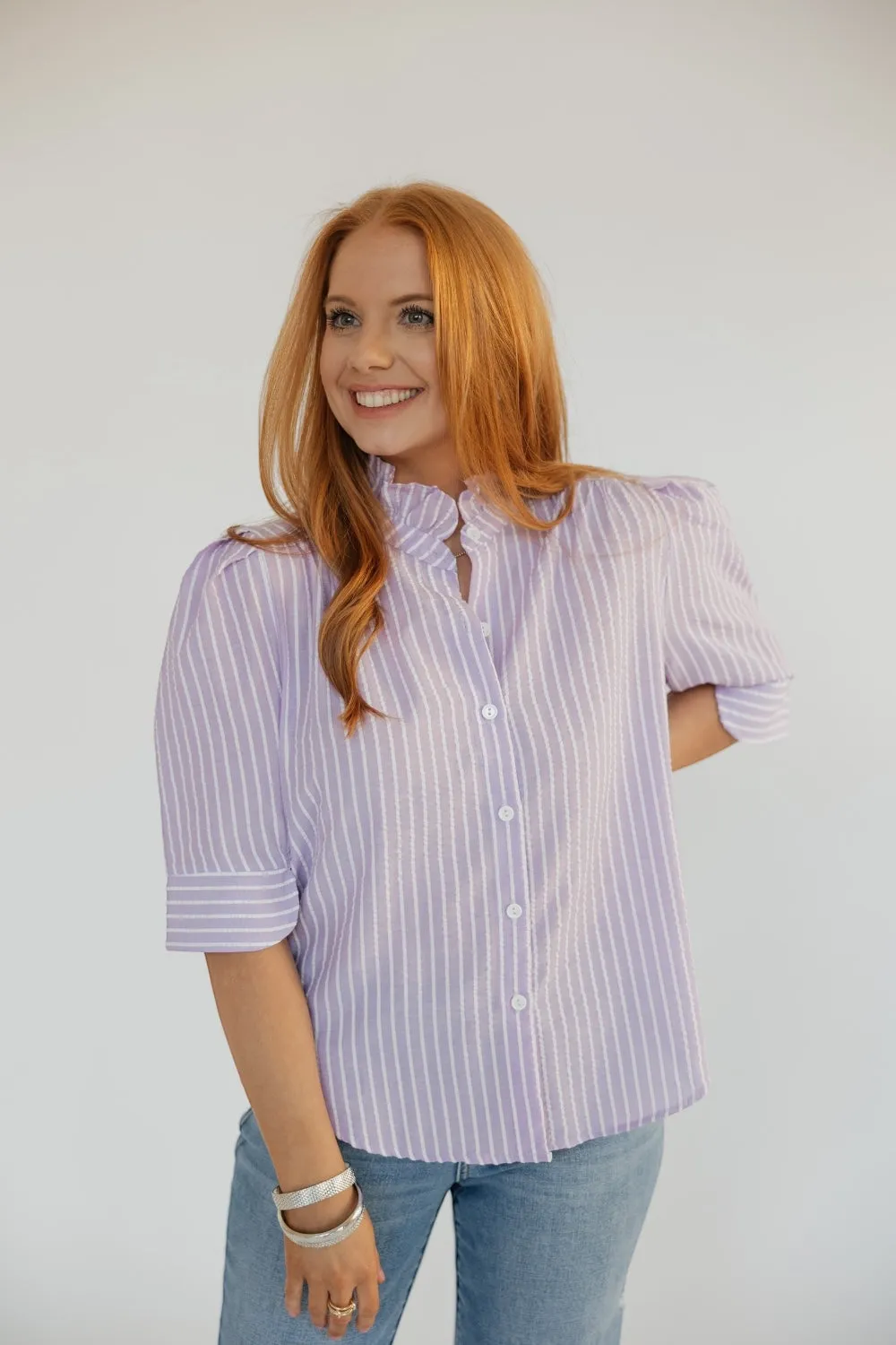 Jodie Lavender Seersucker Top (S-3XL)