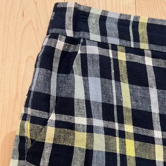 Joie Plaid Shorts Size 8 Linen 100%