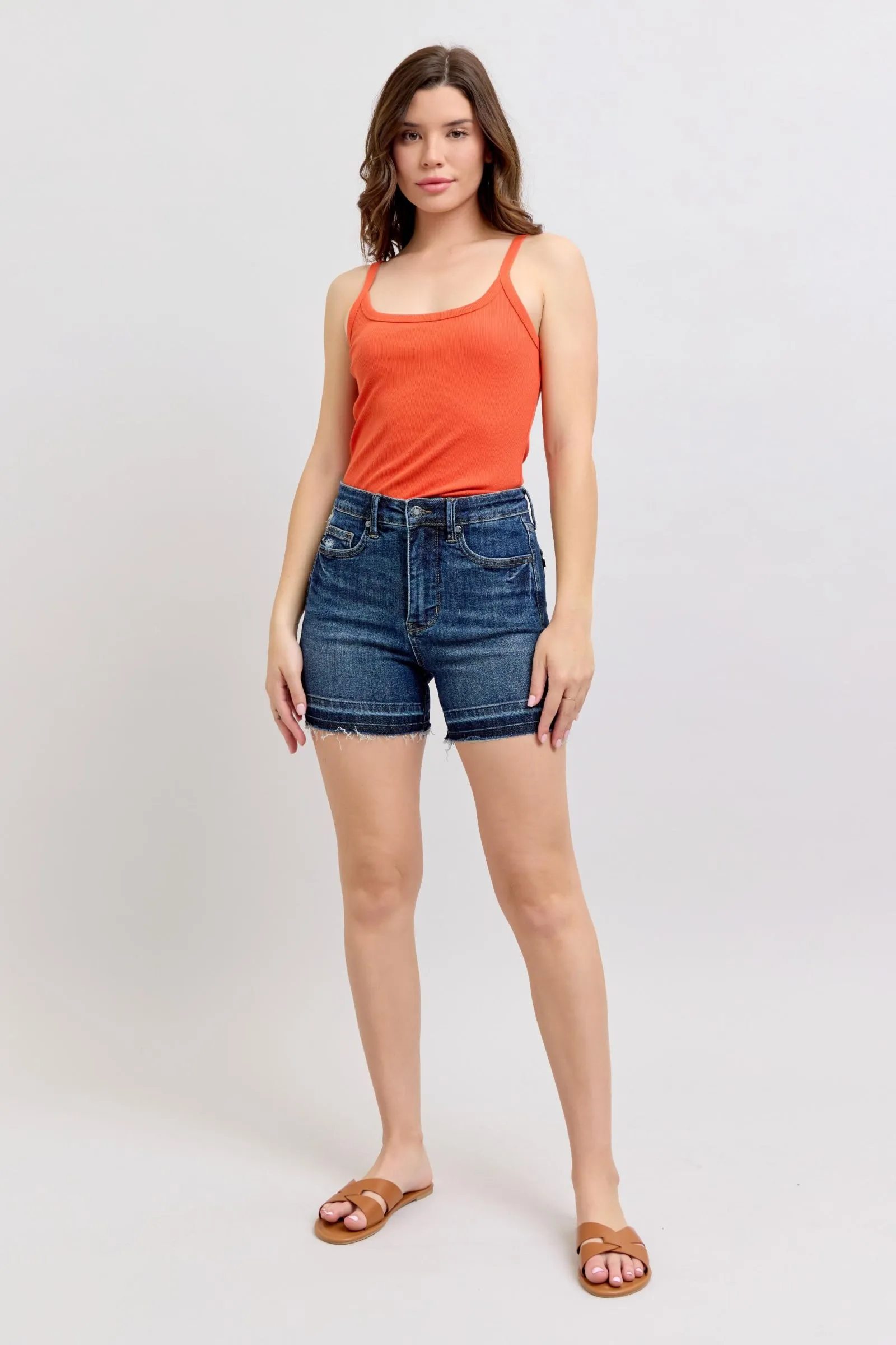 Judy Blue Tummy Control Destroyed Hem Shorts