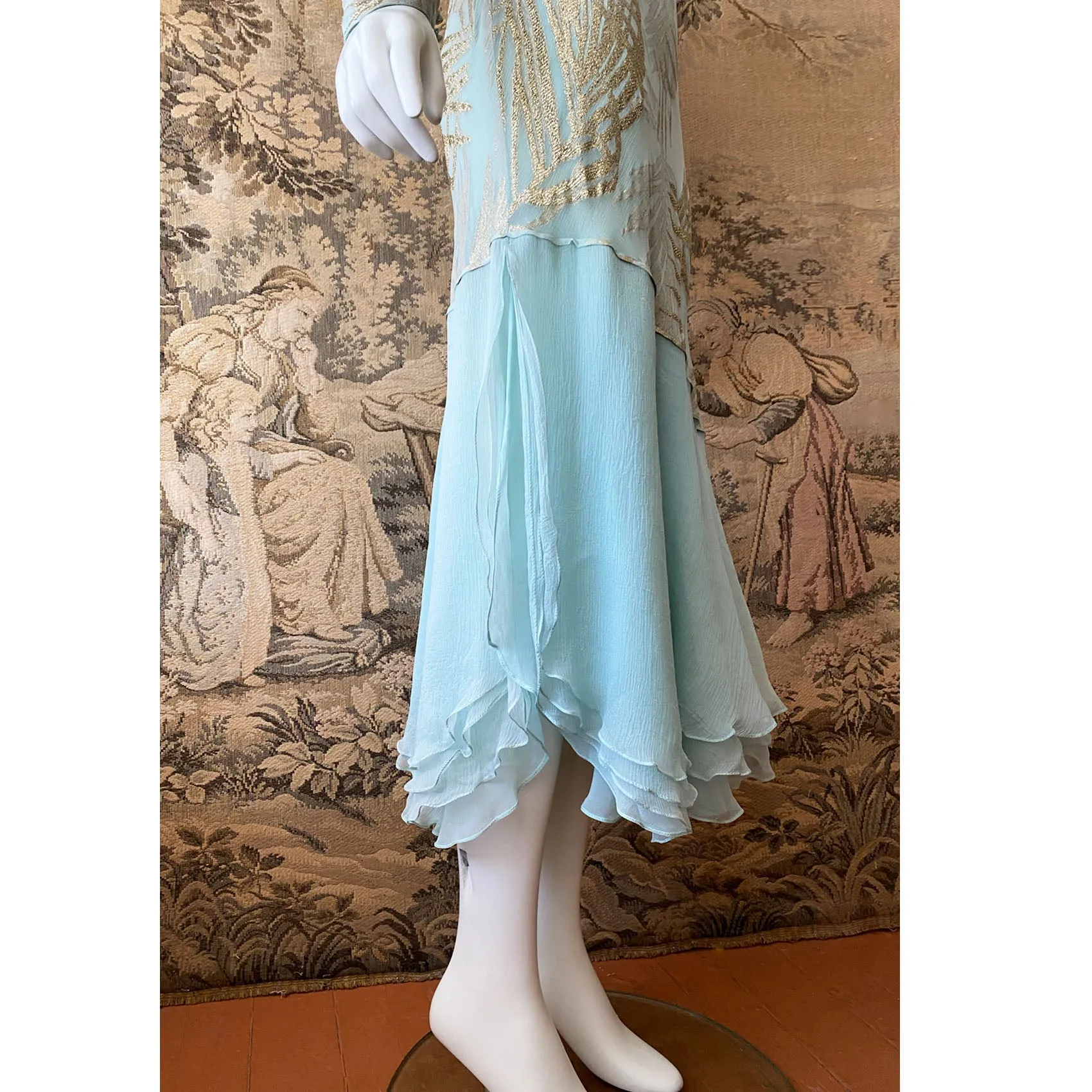 Judy Hornby Couture 1980s Ruffled Silk Dress