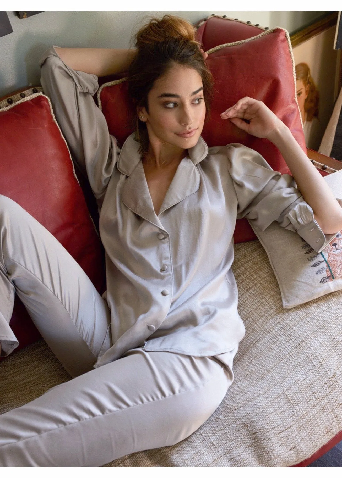 June Shirt in Grey Silk