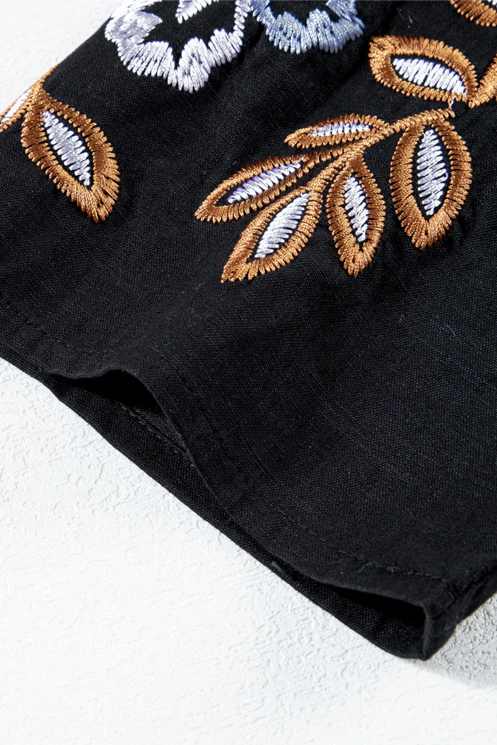 KaleaBoutique Bohemian Floral Embroidered V Neck Blouse