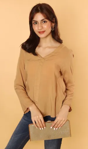 KALEI Long-Sleeve Tunic Top (Latte)