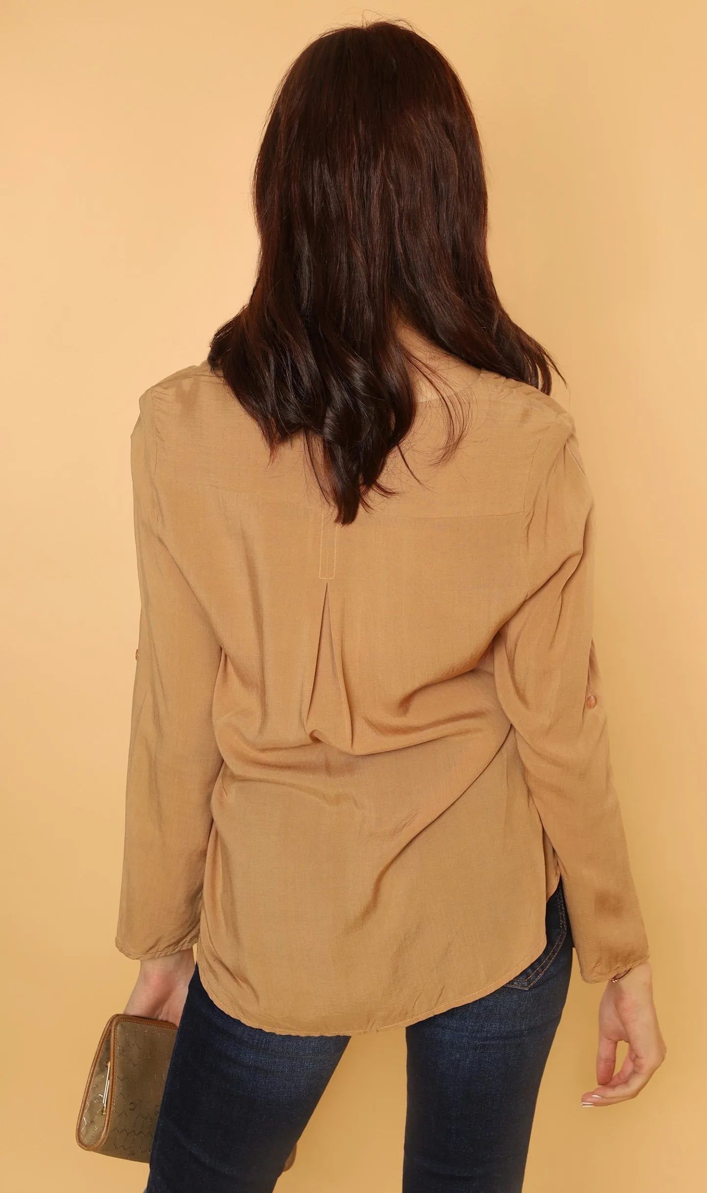 KALEI Long-Sleeve Tunic Top (Latte)