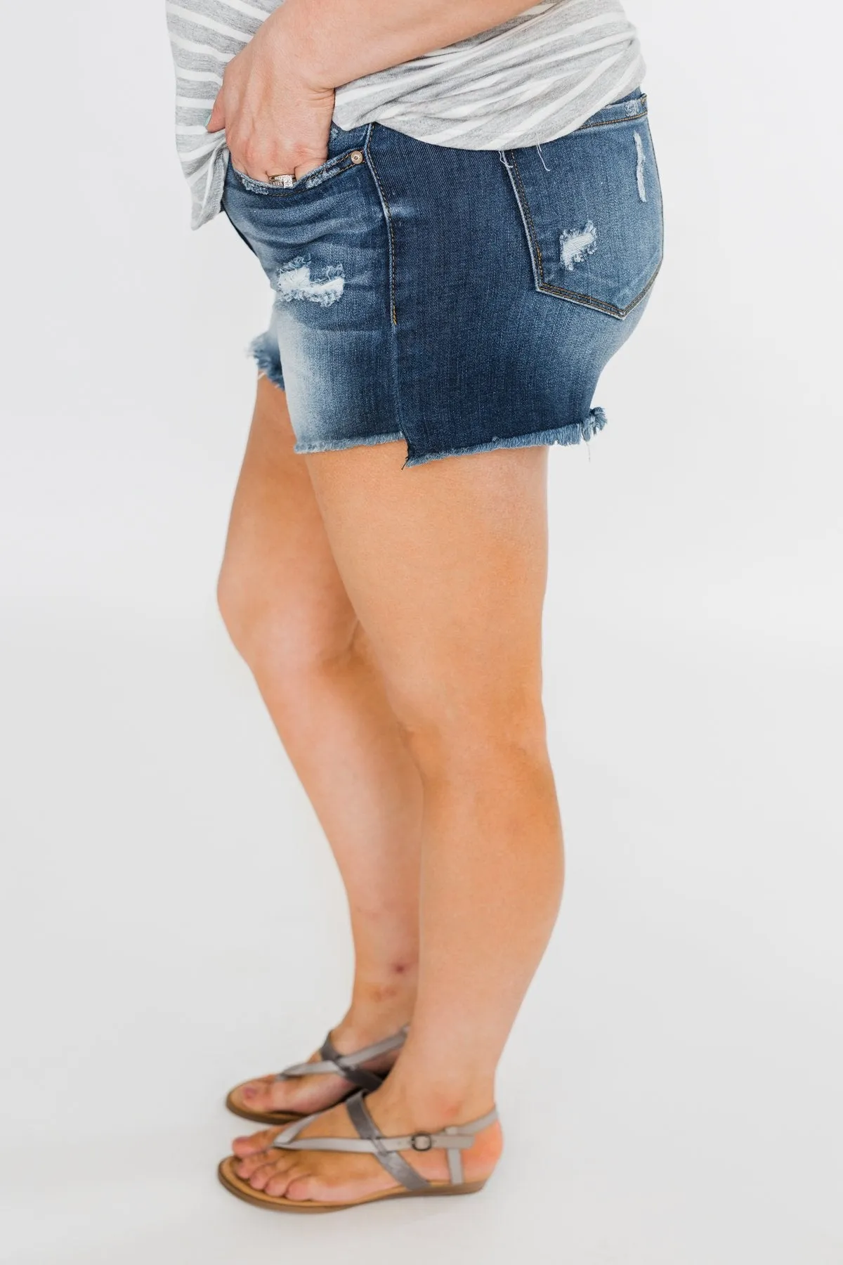 KanCan Distressed Shorts- Hazel Wash
