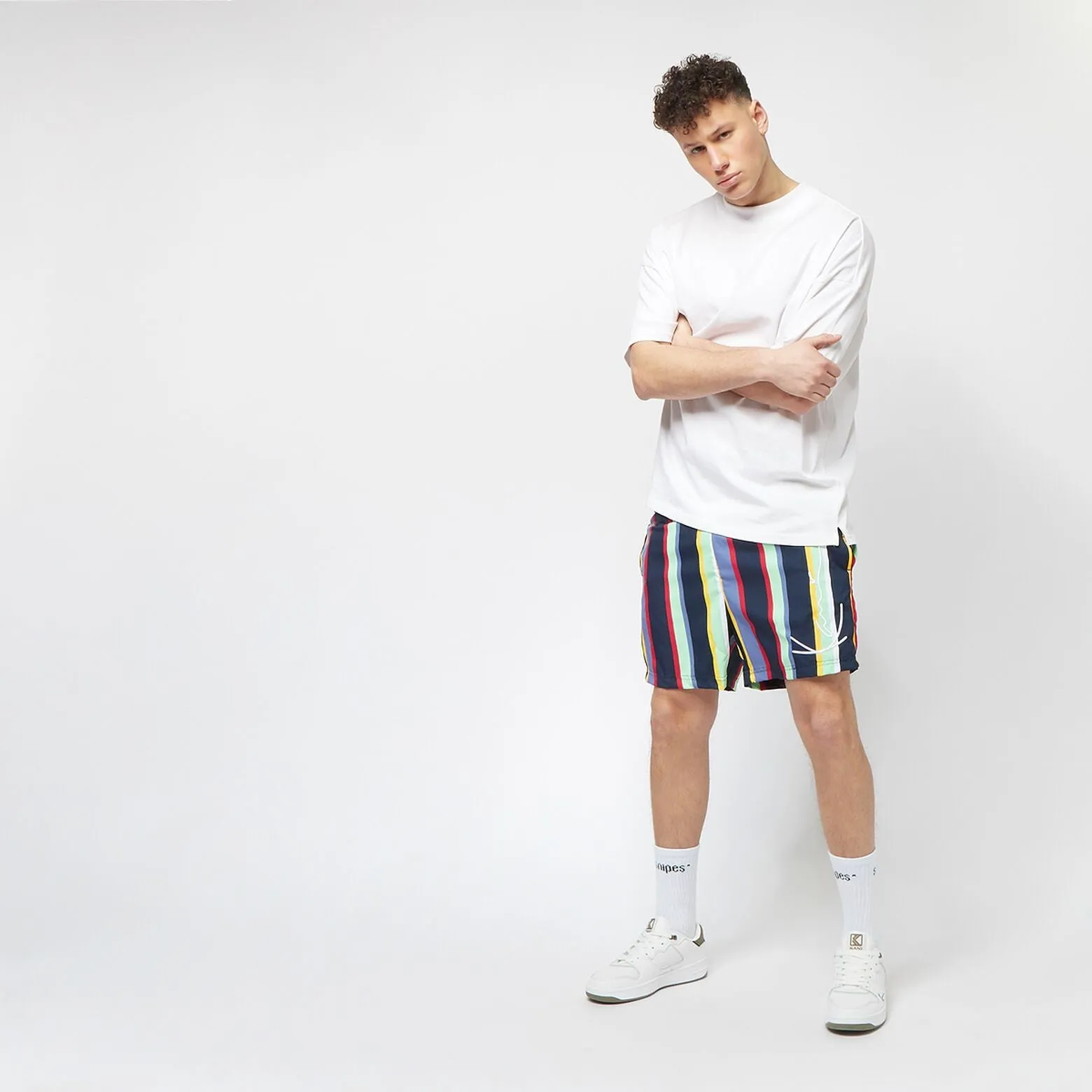 Karl Kani Signature Stripe Board Shorts navi/mint/red