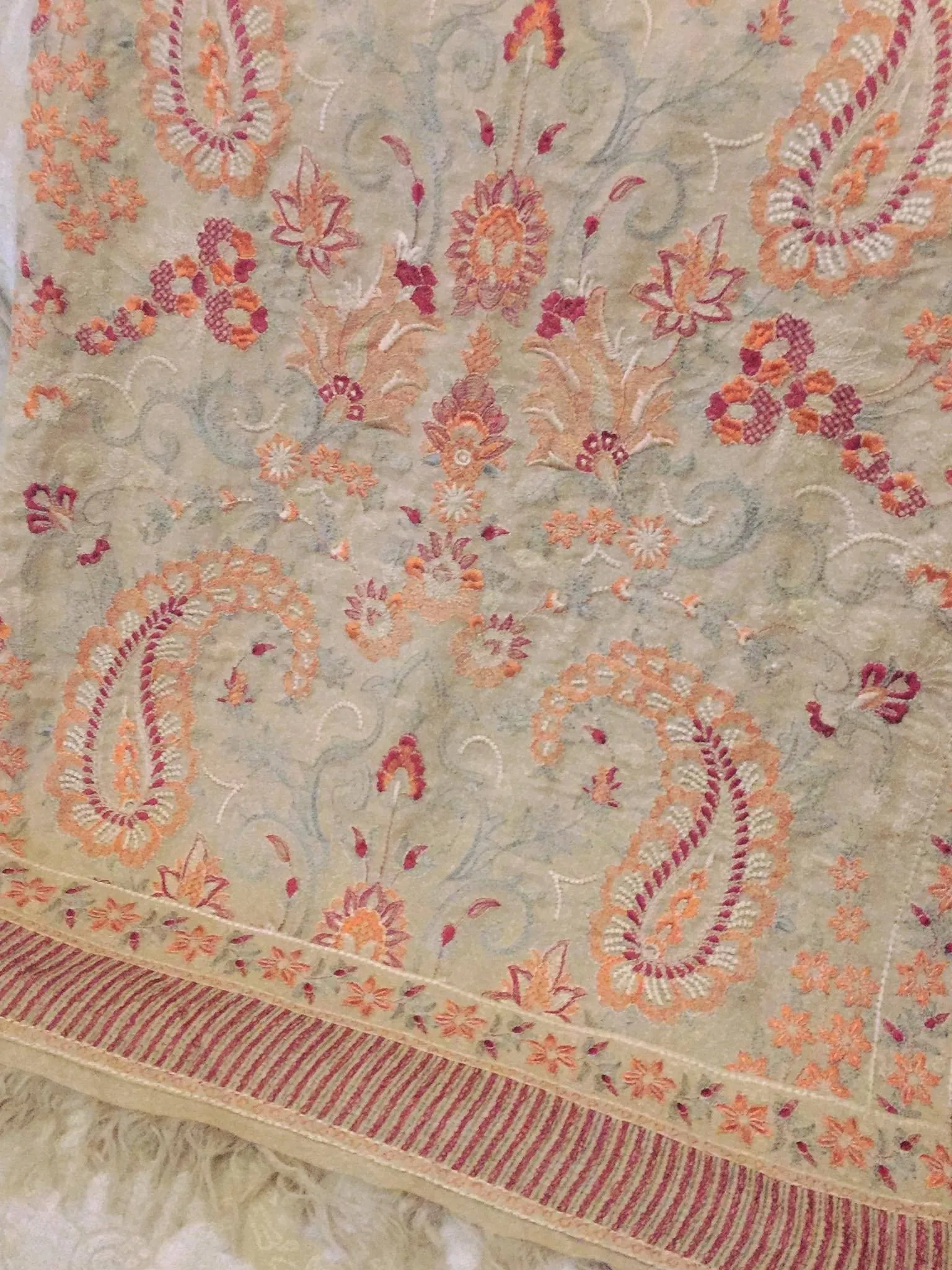 Kashmiri Range - Embroidered Karandi Beige Shawl