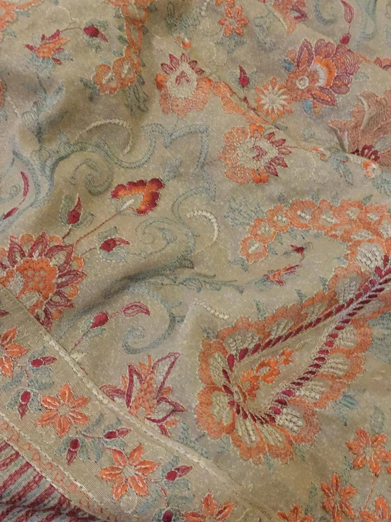 Kashmiri Range - Embroidered Karandi Beige Shawl
