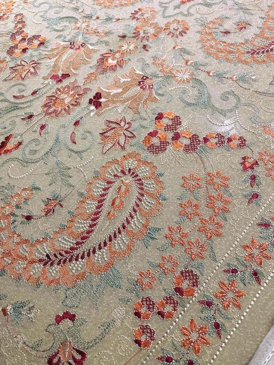 Kashmiri Range - Embroidered Karandi Beige Shawl