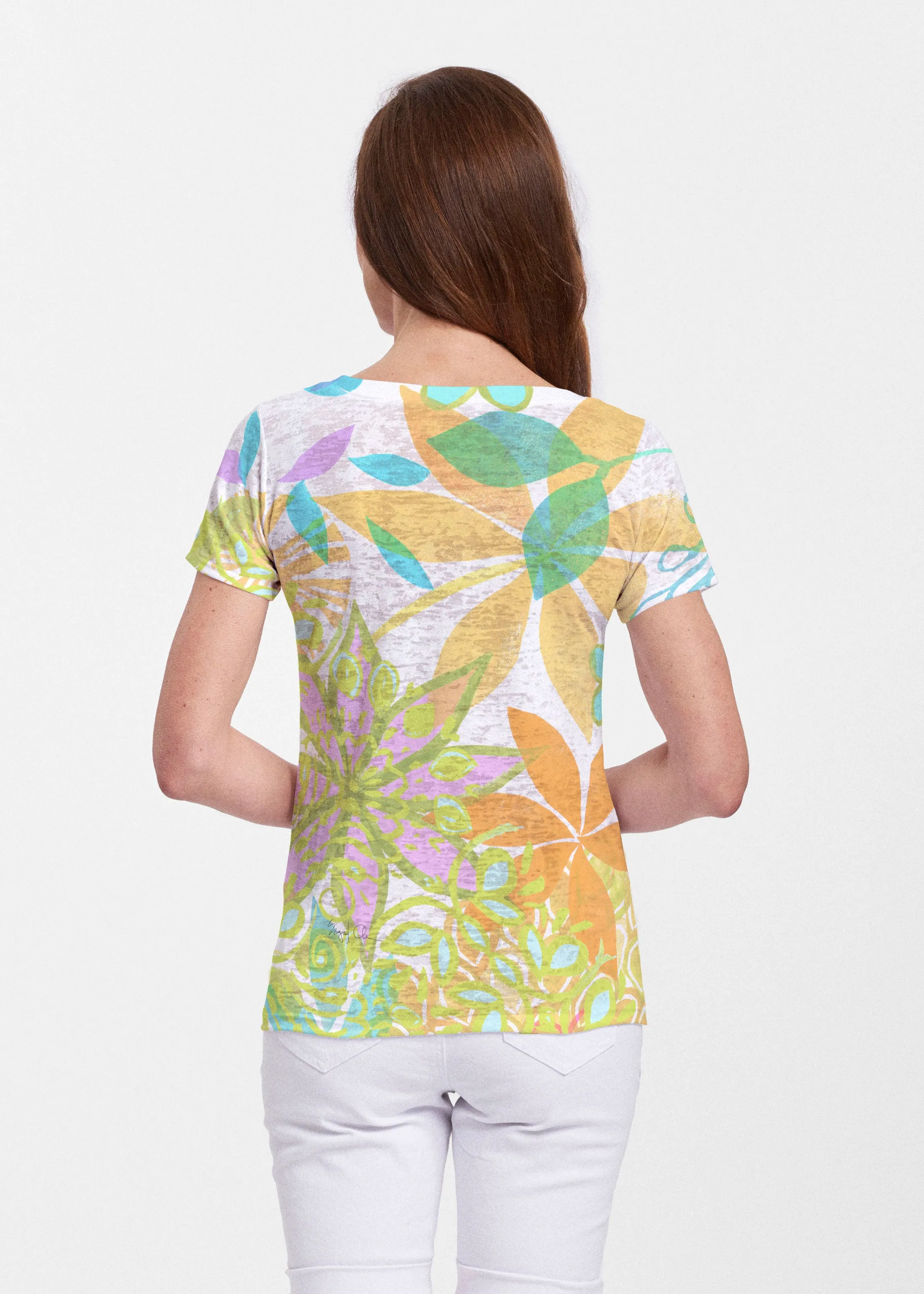 Kauai Lime (2301) ~ Sheer Short Sleeve V-Neck Shirt