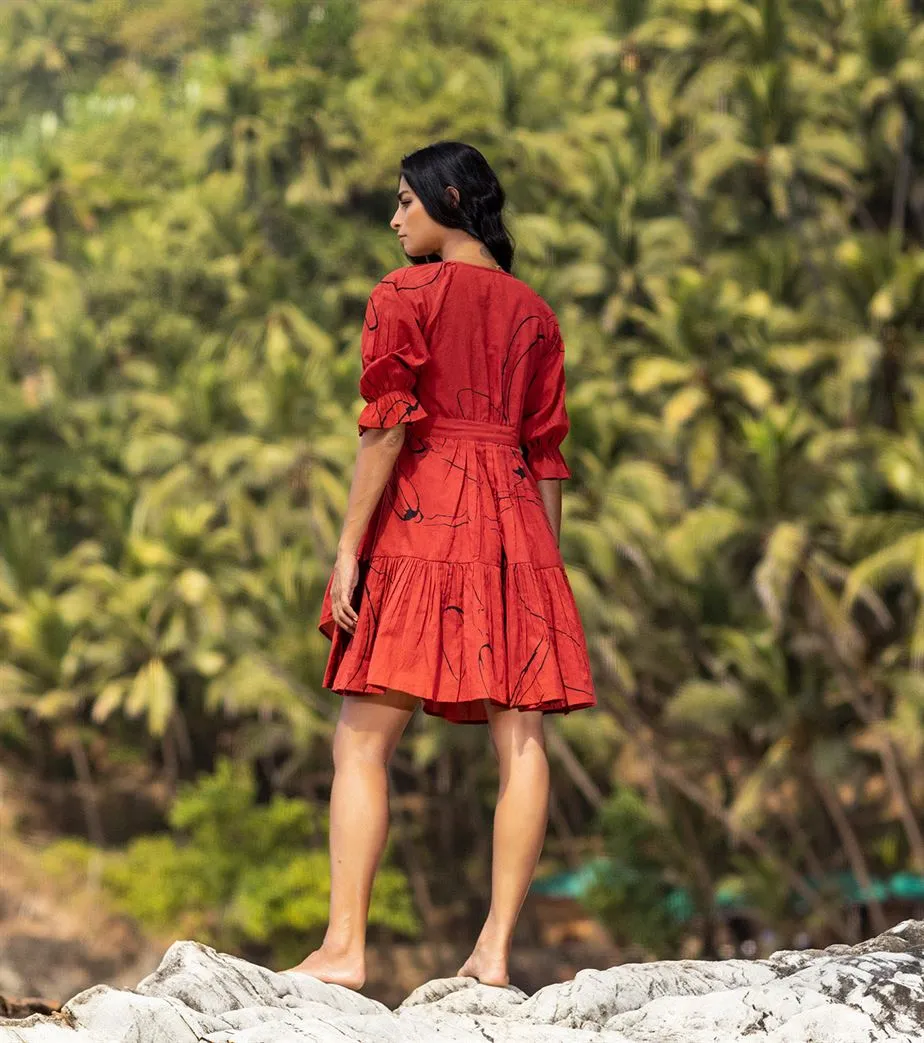 Khara Kapas I  Oh carol I Cotton Fresa Dress Brick red KK-24-17