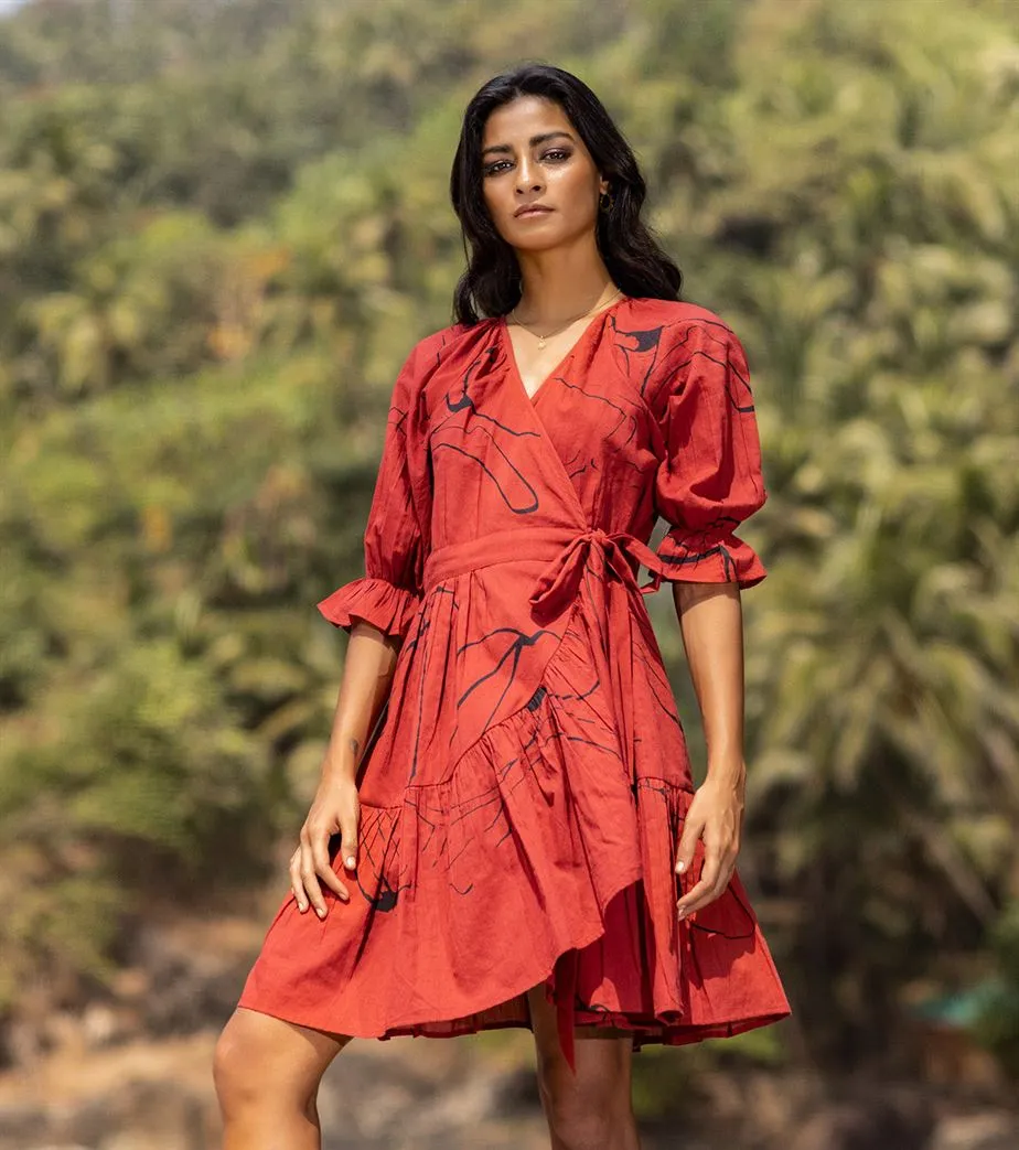 Khara Kapas I  Oh carol I Cotton Fresa Dress Brick red KK-24-17