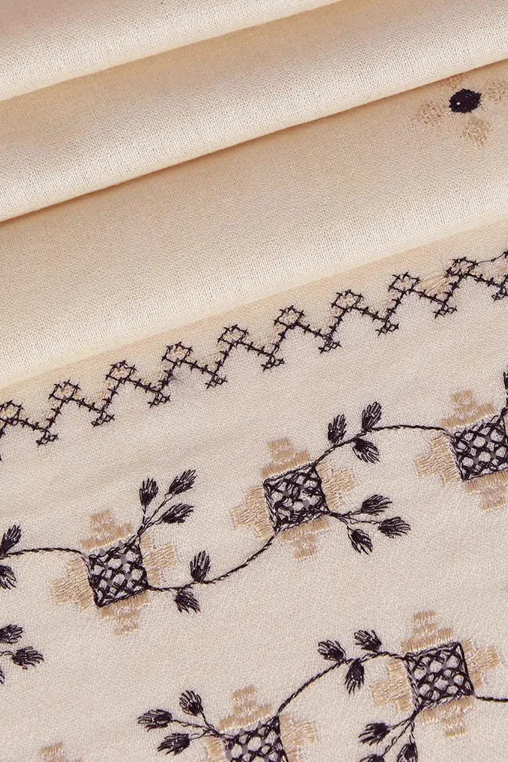 KHAS STORES - Embroidered Shawl-10 Beige