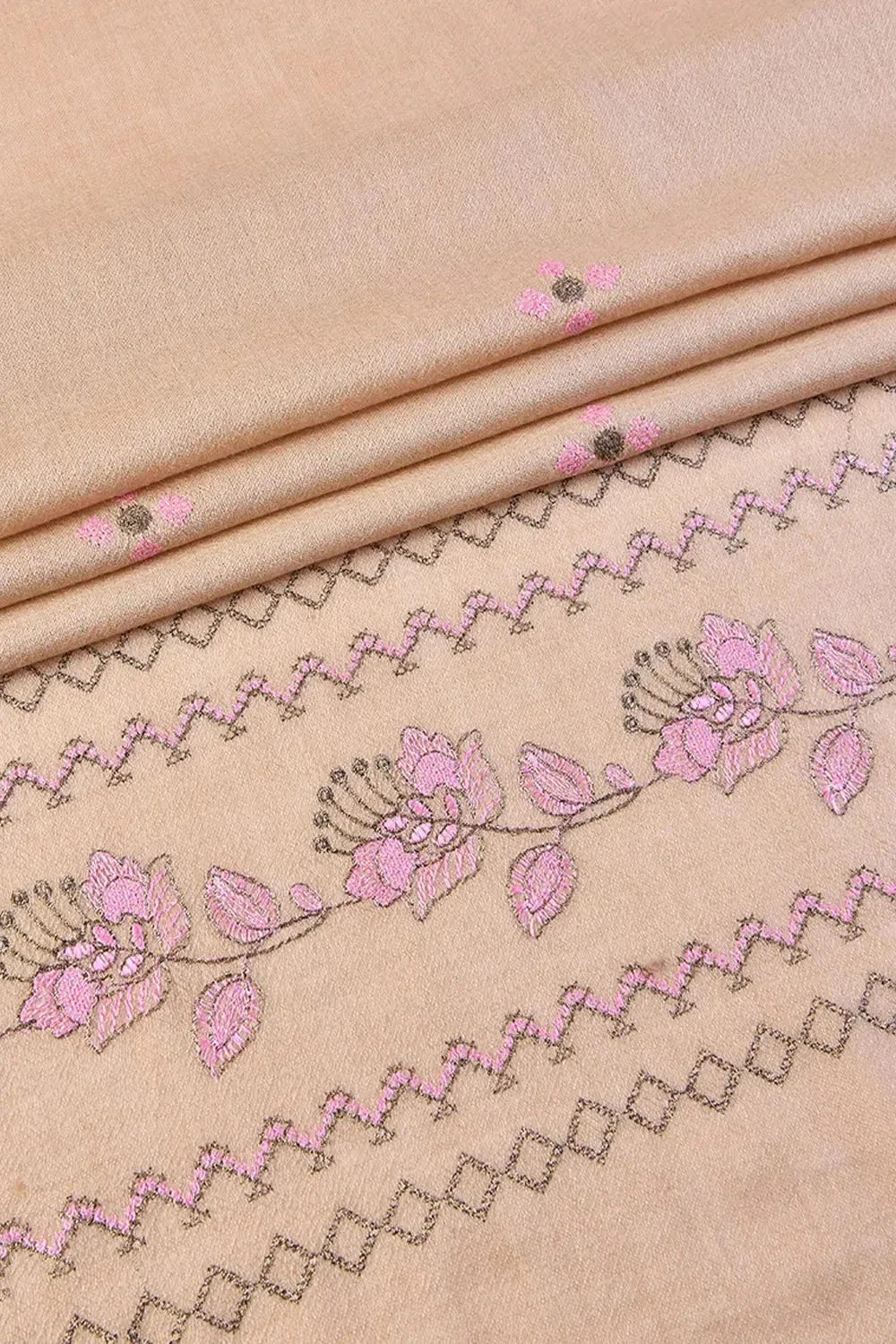 KHAS STORES - Embroidered Shawl-7 L-Pink