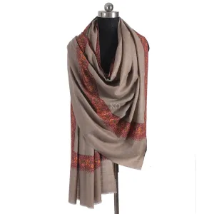 Khudrang Base sozni Embroidered Dordaar Pashmina Shawl