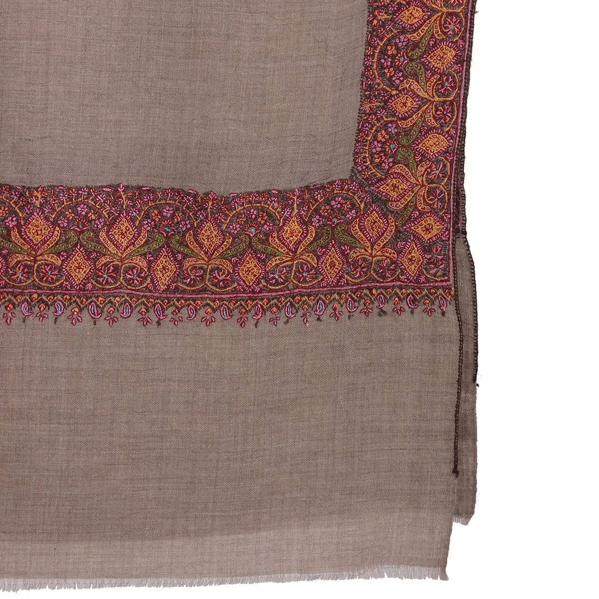 Khudrang Base sozni Embroidered Dordaar Pashmina Shawl