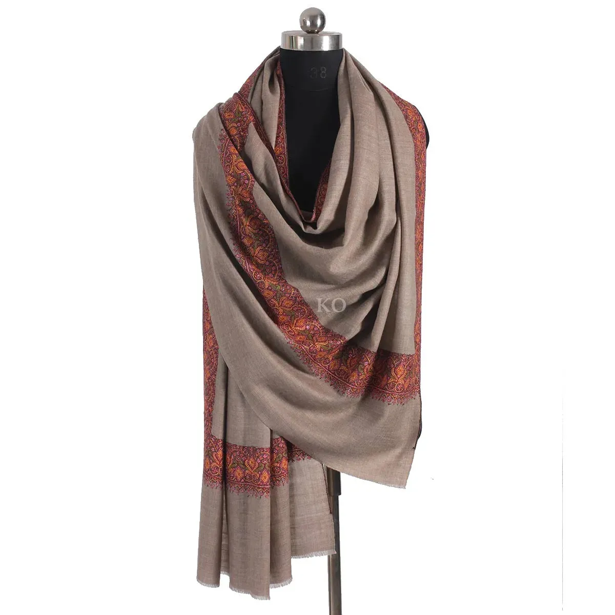 Khudrang Base sozni Embroidered Dordaar Pashmina Shawl