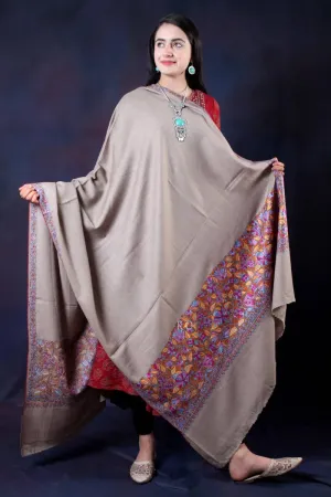 Khudrang base Sozni Embroidered Handwooven Pashmina shawl