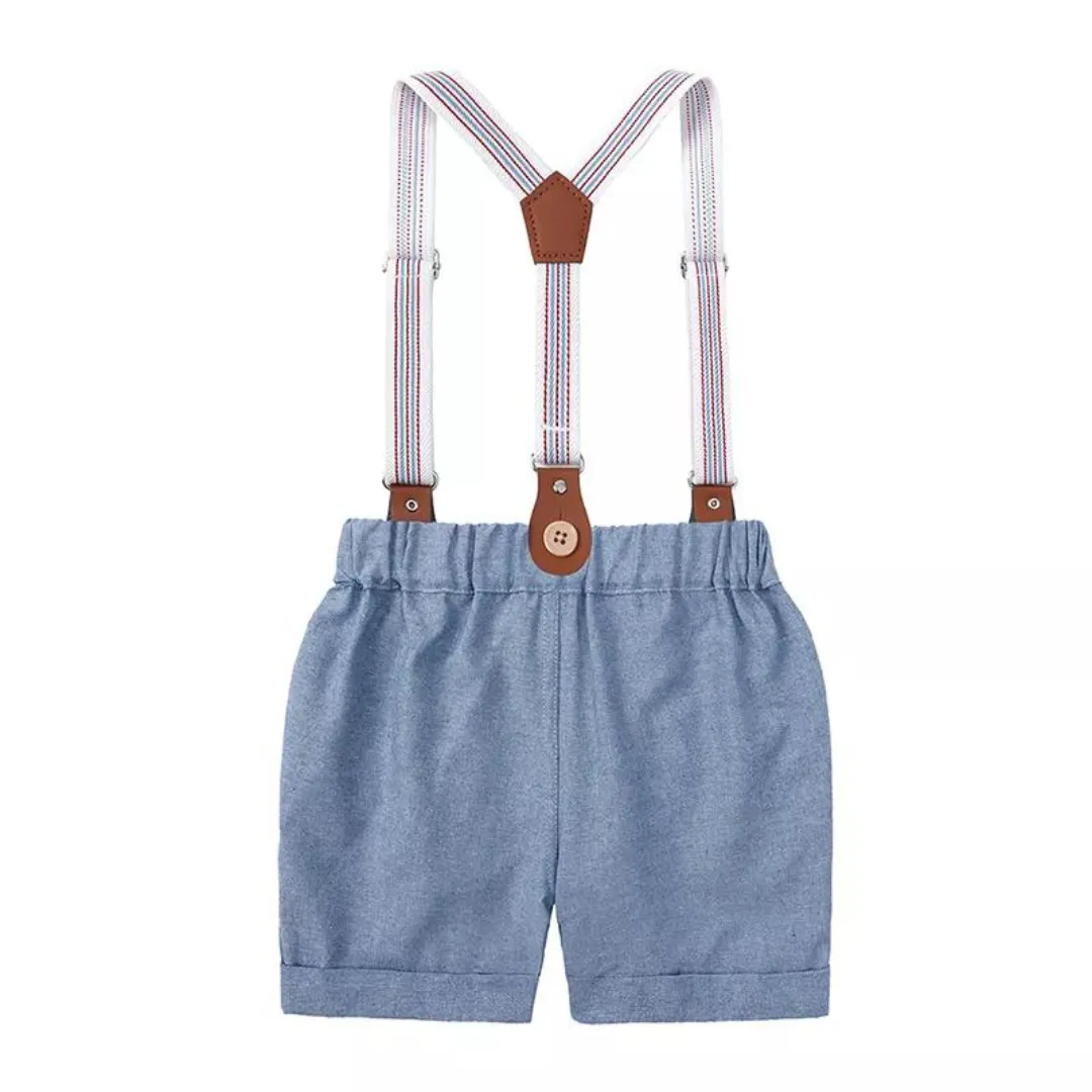 Kids Tales Boy's Shorts, Braces and Shirt Sets - Blue