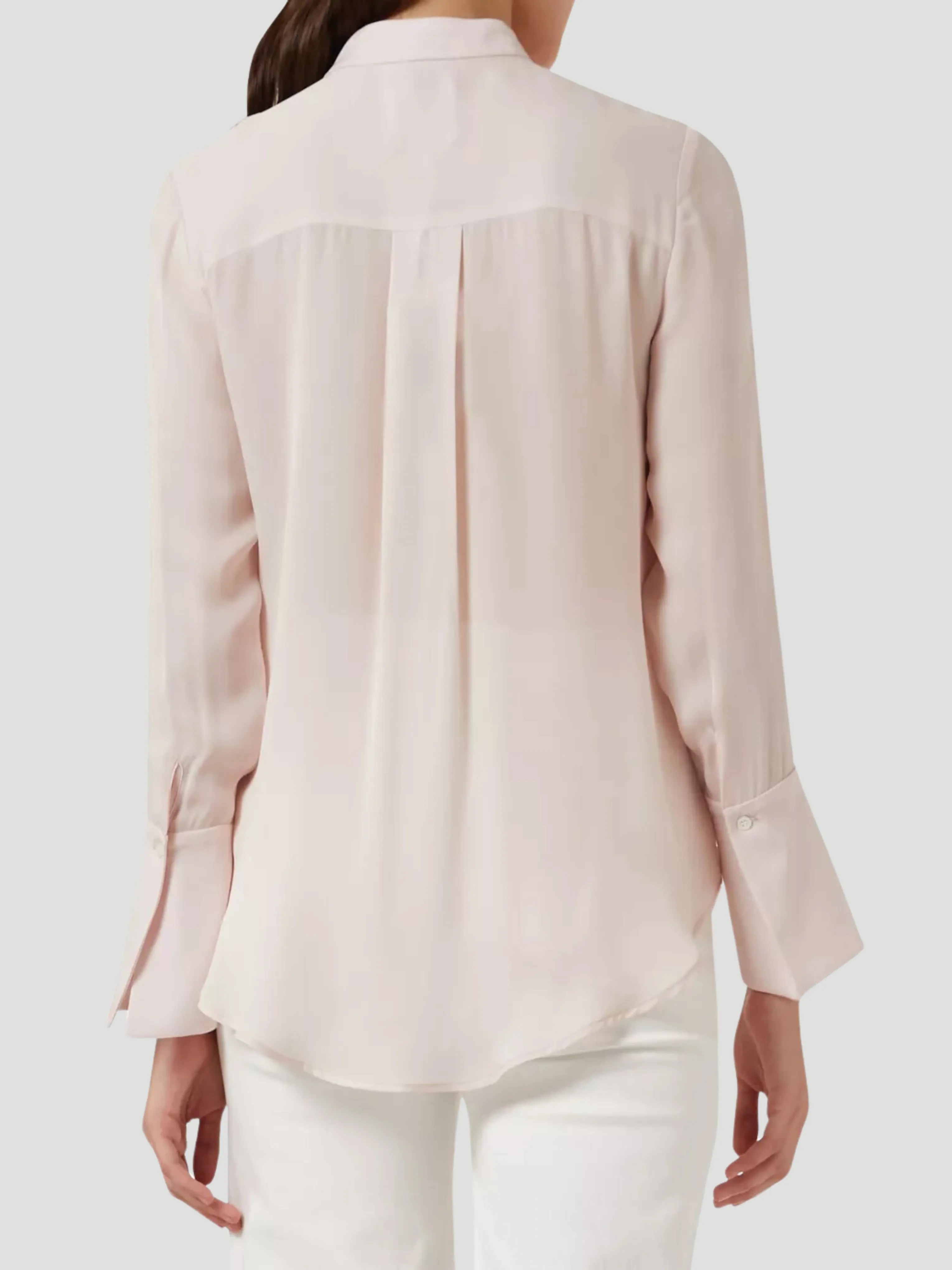 Kimmie Silk Ruffled Shirt in Blush