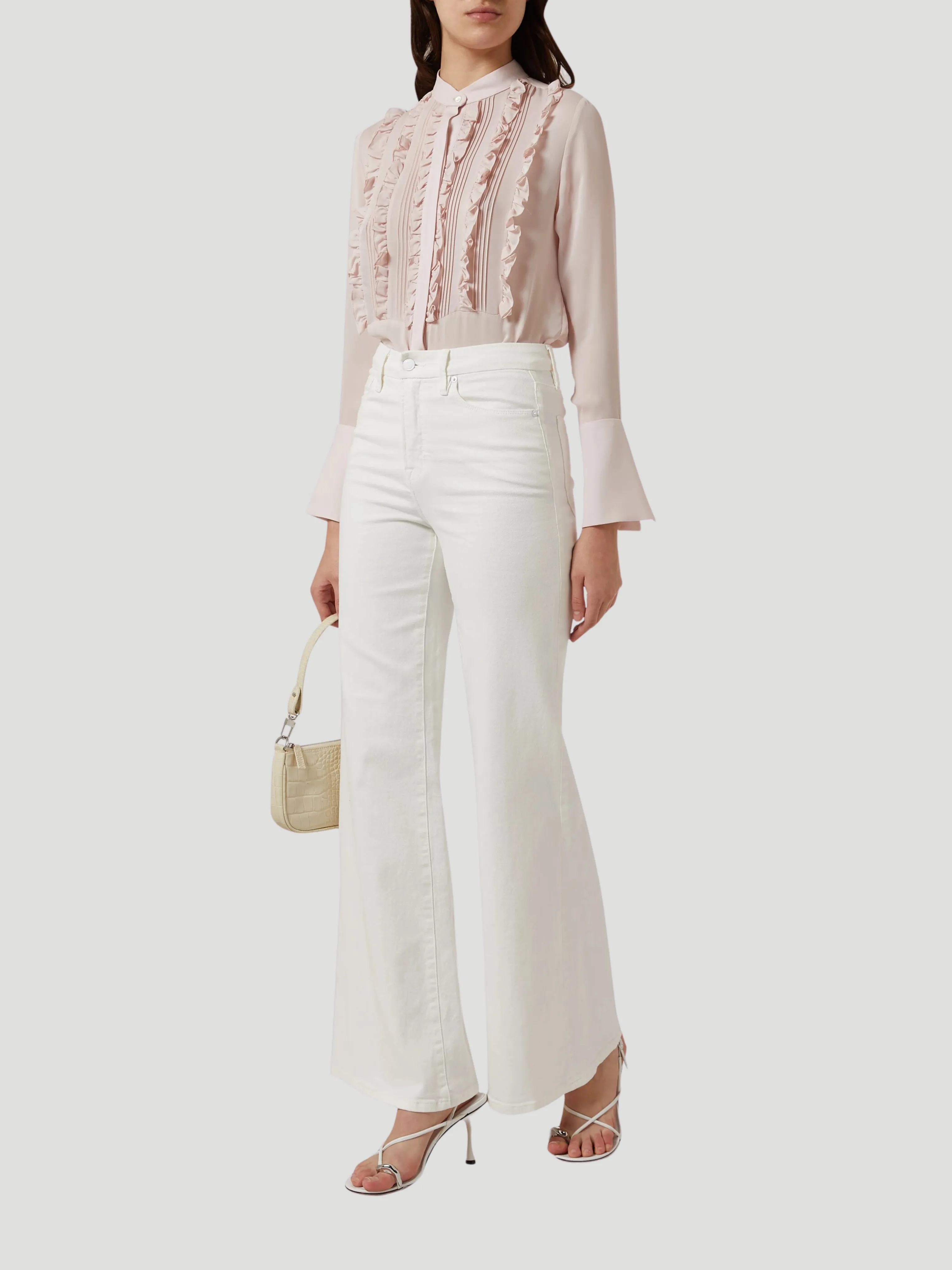Kimmie Silk Ruffled Shirt in Blush