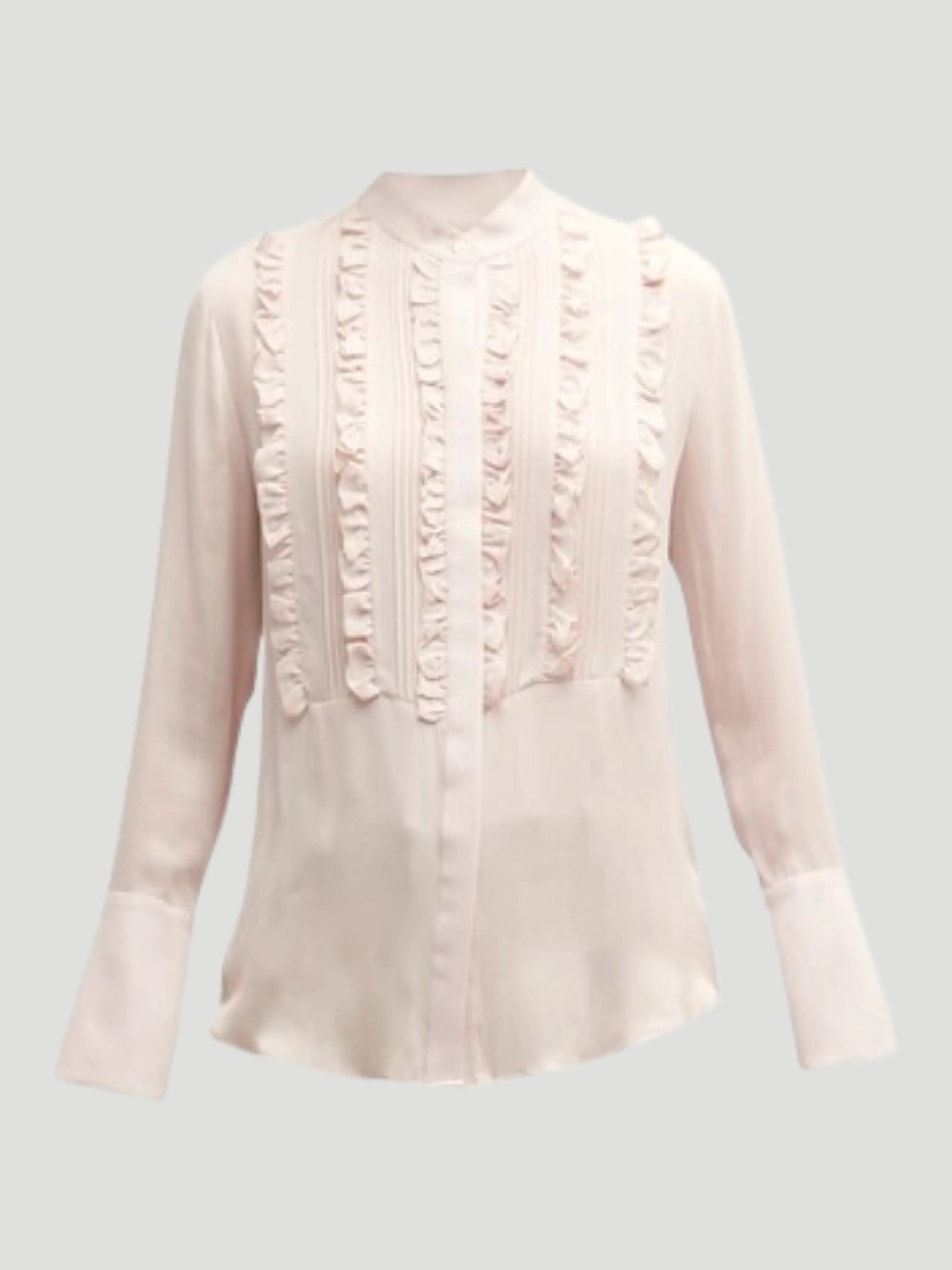 Kimmie Silk Ruffled Shirt in Blush