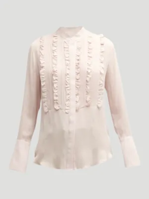 Kimmie Silk Ruffled Shirt in Blush