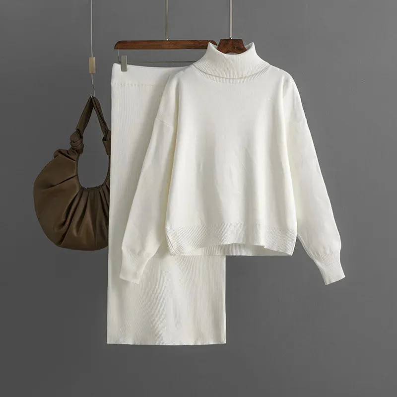 Knitted Winter Long Sleeve & Long Skirts 2 Piece Sets Outfits