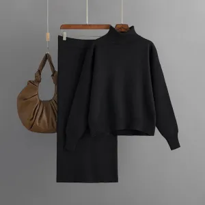 Knitted Winter Long Sleeve & Long Skirts 2 Piece Sets Outfits