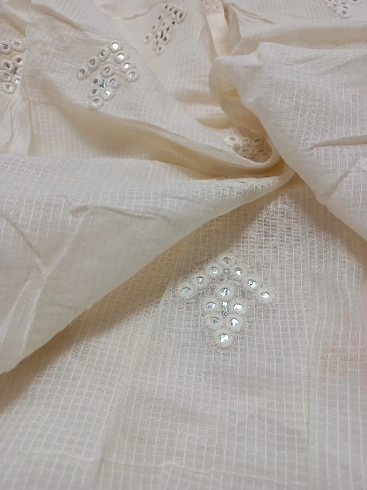 Kota Cotton Embroidered Fabric