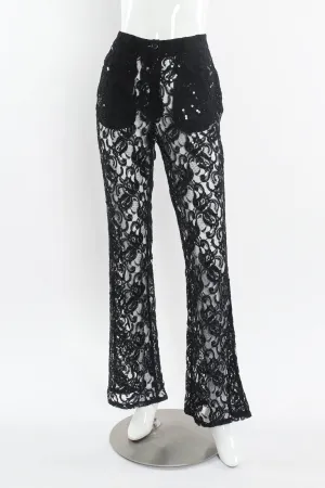 Lace Sequin Embroidered Sheer Pant