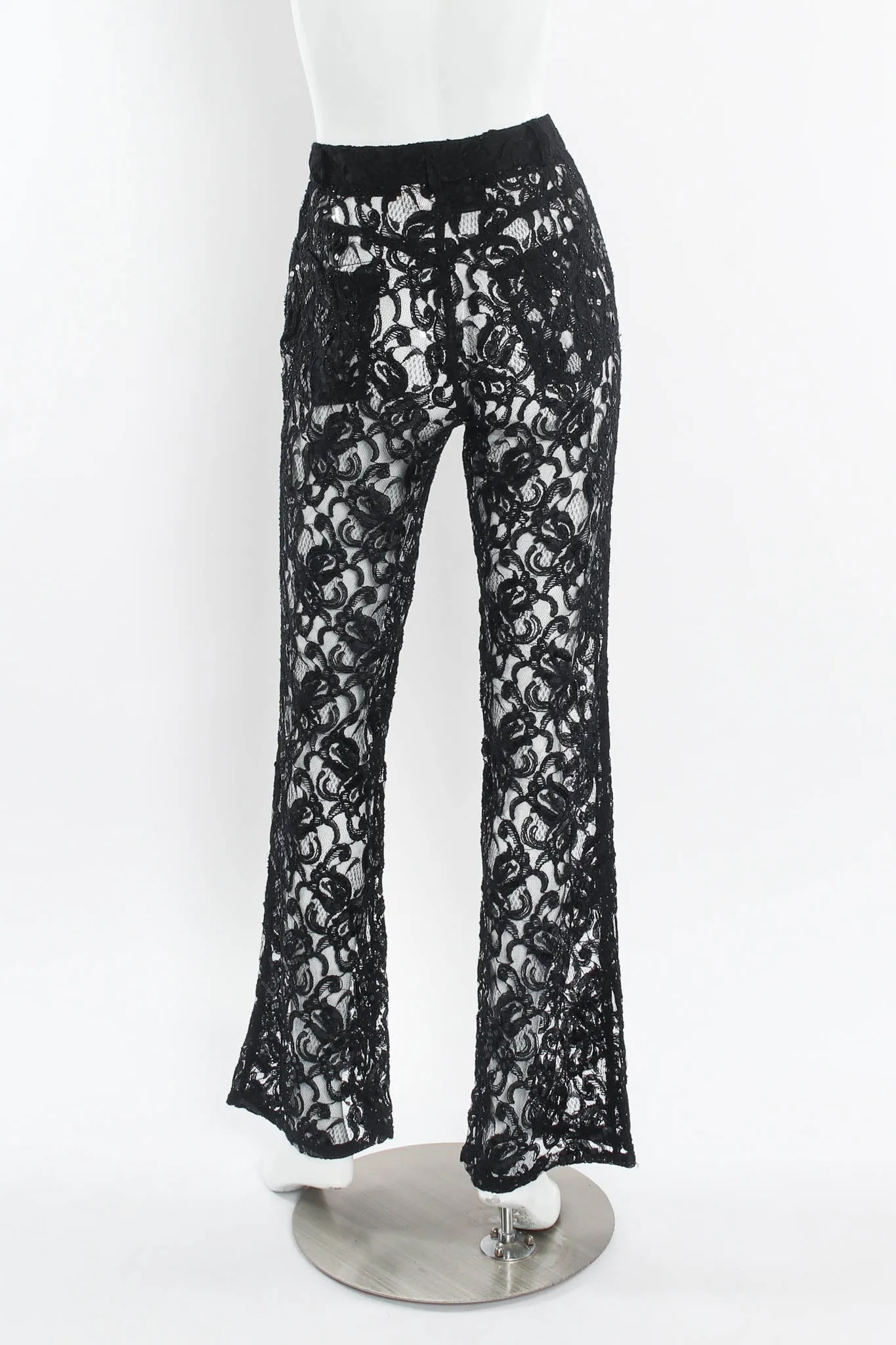 Lace Sequin Embroidered Sheer Pant