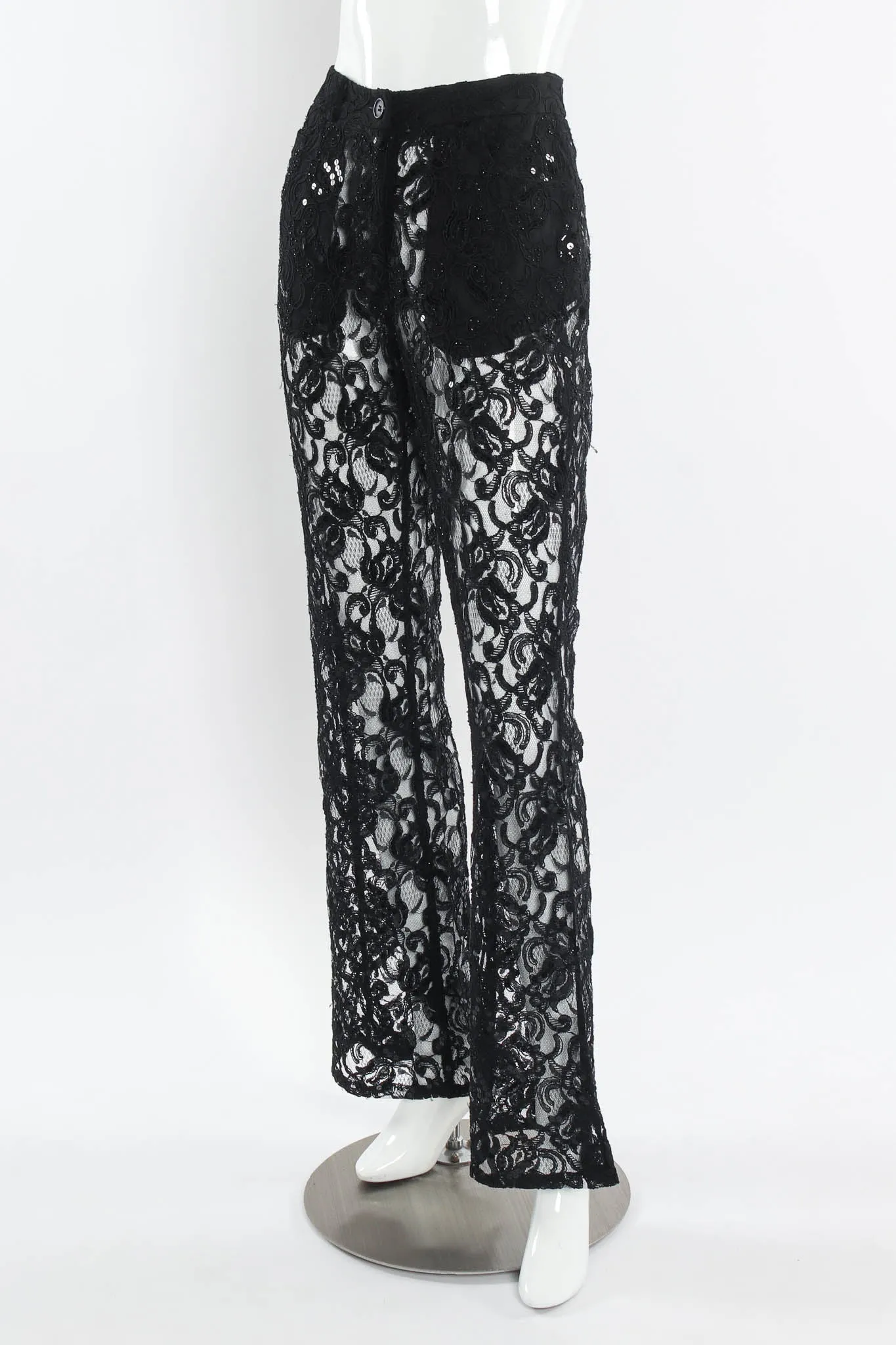 Lace Sequin Embroidered Sheer Pant