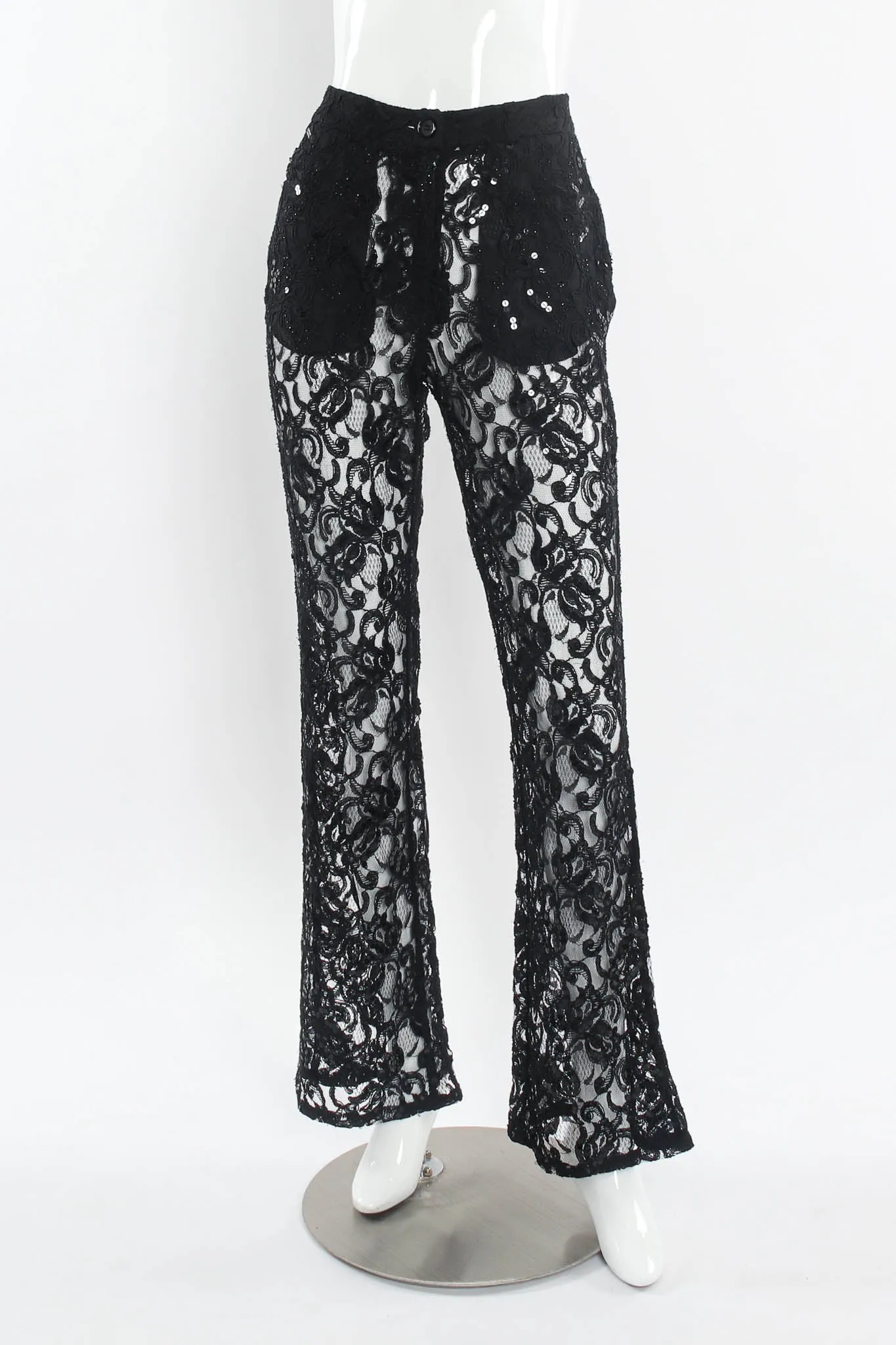 Lace Sequin Embroidered Sheer Pant