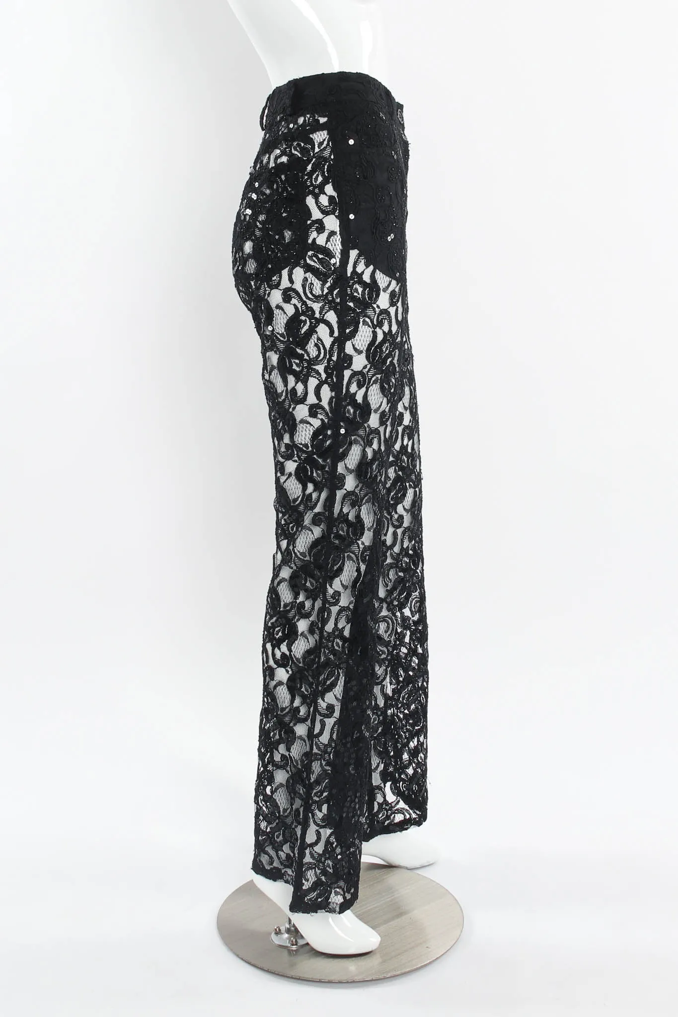 Lace Sequin Embroidered Sheer Pant
