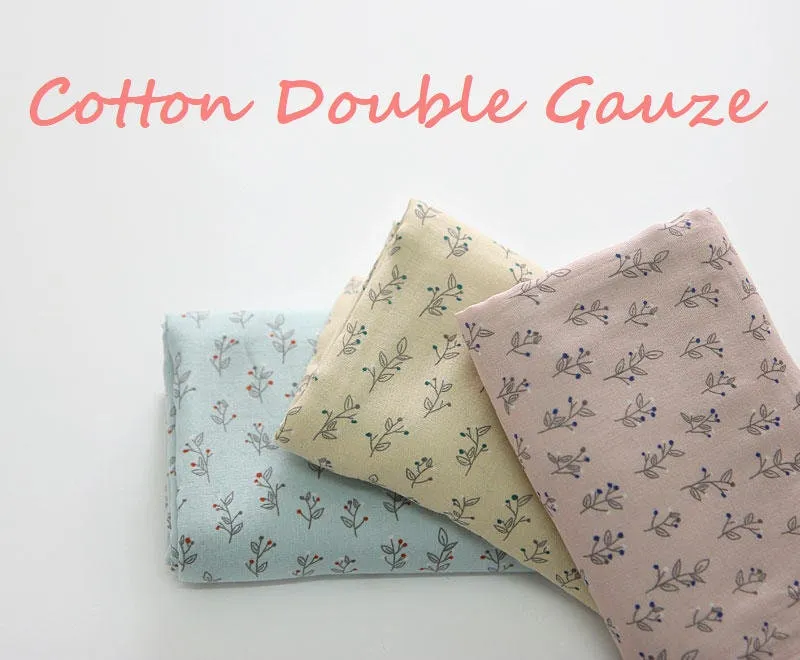 Leaf Cotton Double Gauze Fabric, Prewashed Cotton Double Gazue, Baby Fabric, Quality Korean Fabric - 56 Inches Wide - By the Yard /39639