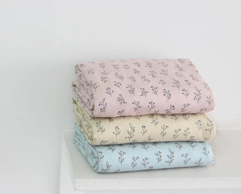 Leaf Cotton Double Gauze Fabric, Prewashed Cotton Double Gazue, Baby Fabric, Quality Korean Fabric - 56 Inches Wide - By the Yard /39639