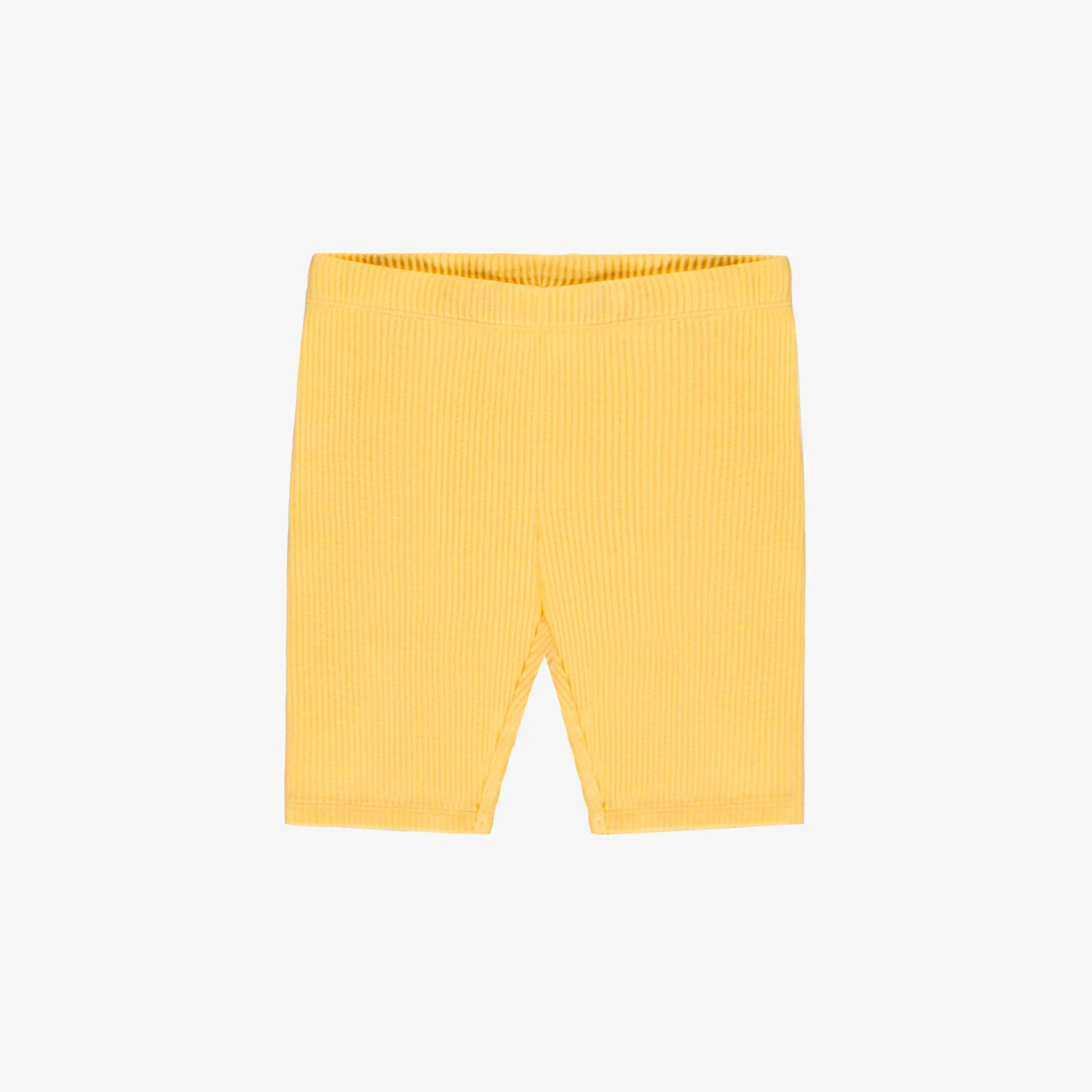 Legging court jaune en tricot côtelé, enfant ||Yellow ribbed knit short legging, child