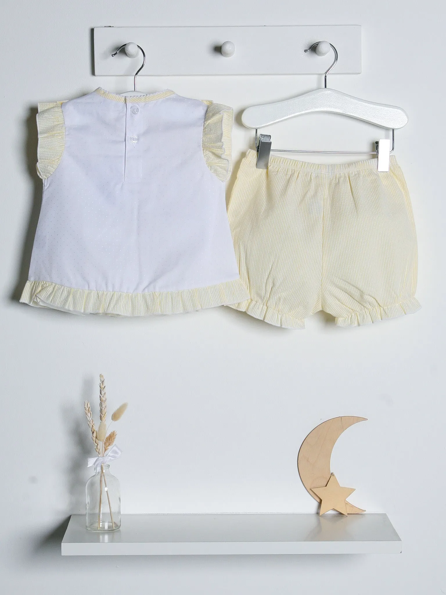 Lemon & white seersucker short set