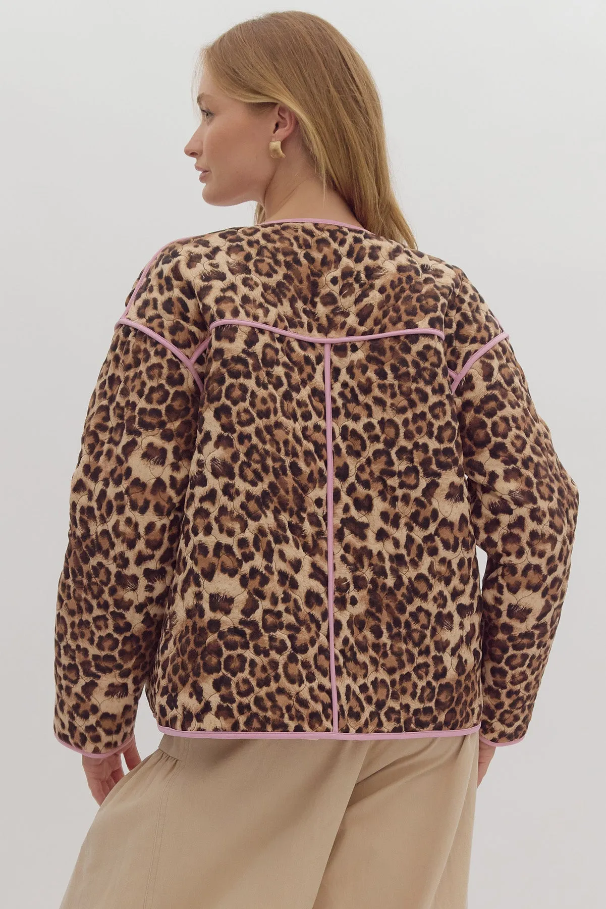 Leopard Button Snap Jacket {Brown}