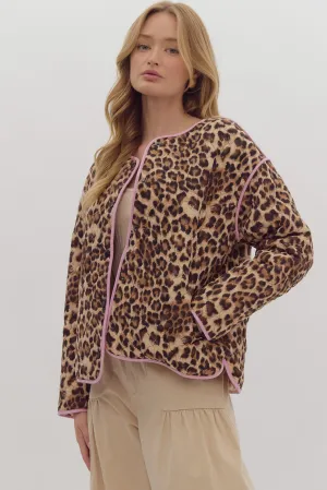 Leopard Button Snap Jacket {Brown}
