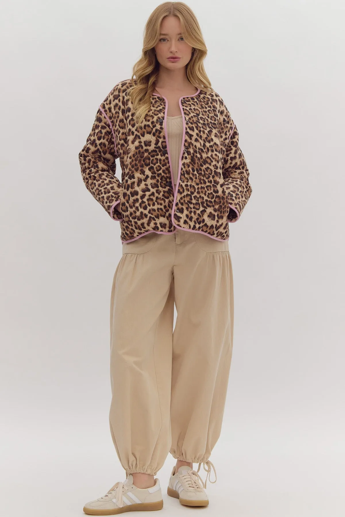 Leopard Button Snap Jacket {Brown}