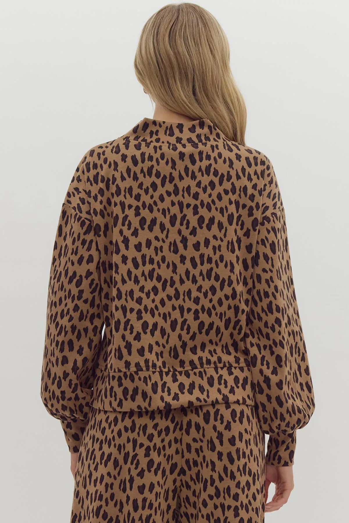 Leopard Cowl Neck Top {Camel}