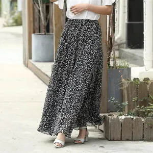 Leopard print High Waist Chiffon Maxi Skirt for women