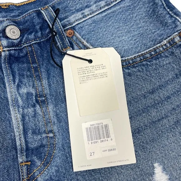 Levi's 501 Denim Shorts 27 NWT Back To Your Heart Distressed Cutoffs New