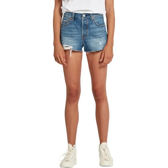 Levi's 501 Denim Shorts 27 NWT Back To Your Heart Distressed Cutoffs New