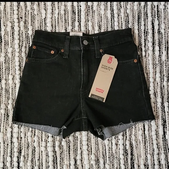 Levi's Black High Waist Denim Shorts Size 24
