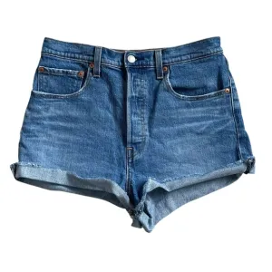 LEVI’S Ribcage Cut Off Denim Shorts Blue 30