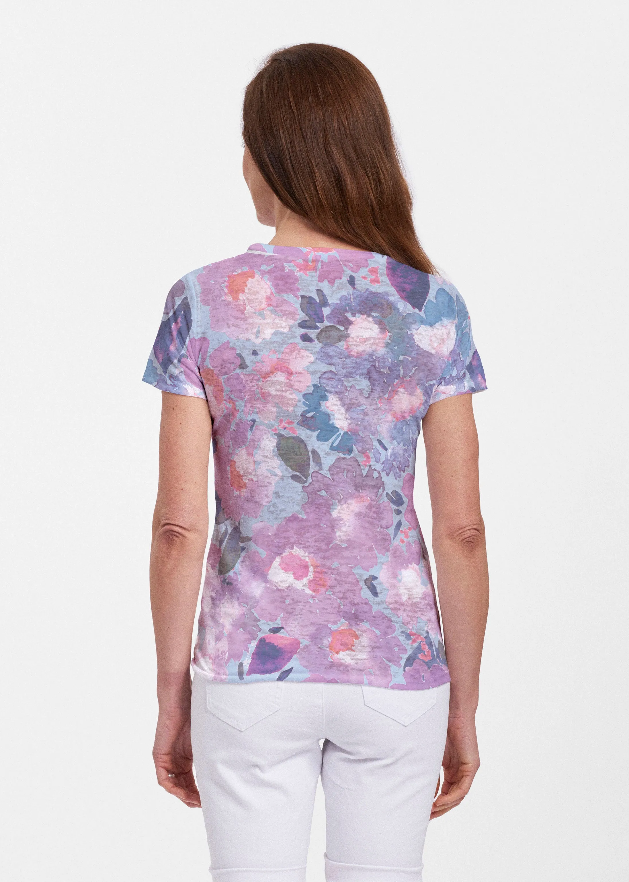 Lilac (16255) ~ Sheer Short Sleeve Crew Shirt