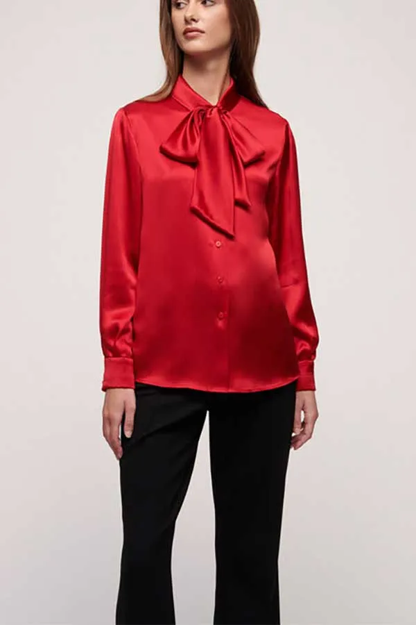 LILLIBET LAVALLIERE SILK SHIRT
